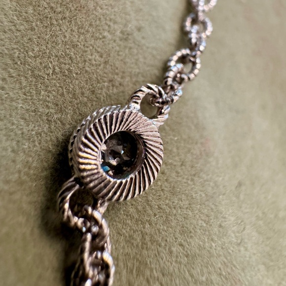 Judith Ripka Silver Necklace with 5 Crystal Accents 18” With 2” Extender - Picture 9 of 12